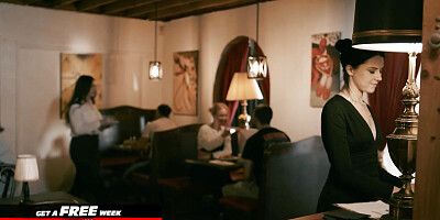 Busty Brunette Babe Slurps On A Cock And Gets Fucked Hard