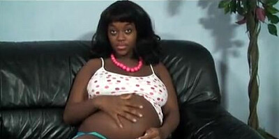 Hot Black Preggo warms up with vibe before taking dick