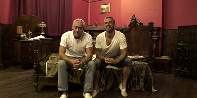 Salacious Blonde in Lingerie Meets Ben Dover and Young Lad