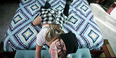 Schoolgirl Kimmy Granger gets mouth fucked by her teacher at home