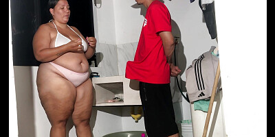 stepson and stepmom fuck in the clothing area of a house hot sex