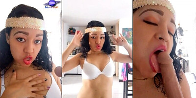 Latina babe is an exotic dancer in erotic lingerie masturbates her shaved, pink and wet pussy