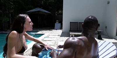 Aidra Fox strokes and sucks on his large black cock