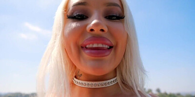Curvy blonde looks ready to get him right the fuck off