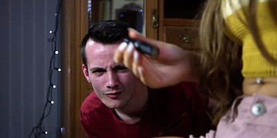 Two horny guys help babe get a perfect make-up using their dicks