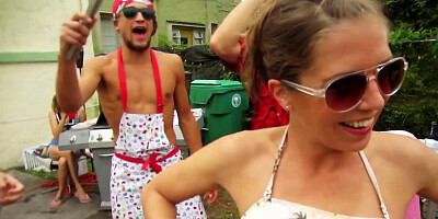 After fooling around in the backyard they move to the bedroom