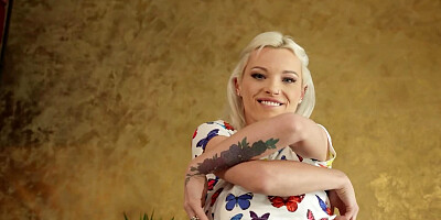 Zazie Skymm sucks a hard cock and moans riding it in POV video