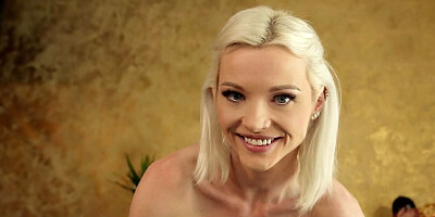 Zazie Skymm sucks a hard cock and moans riding it in POV video