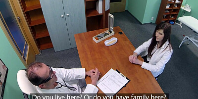 Real doctor fucks her naive colleague