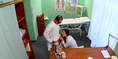 Real doctor fucks her naive colleague