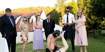 Perverted couple are having sex at the wedding in front of people