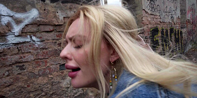 Blonde Ruby Lee gets her pussy pounded standing in POV