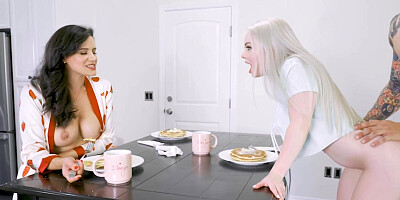 Penny Barber watches Haley Spades getting pussy fucked standing