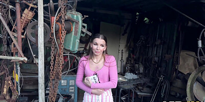 VIP4K. Good fuck in the backyard with a debtor in leather lingerie