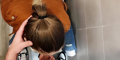 PoV : Horny College Girl Sucks Her Teacher',s Cock In The Bathroom