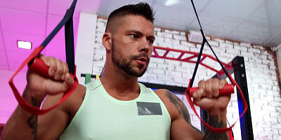 Sofia Lee and Angelo Godshack in the gym