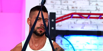 Sofia Lee and Angelo Godshack in the gym