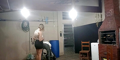 Dirty beggar has a lucky day when asking for recyclables at the lady',s house