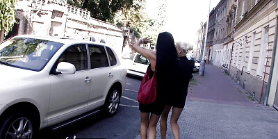 Lesbian sex in a car