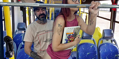 Young student was thighed by stranger inside the bus in public.