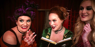 Emmy Demure, Audrey Madison and Summer Hart suck cock