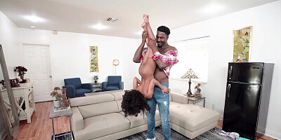 Mini Stallion is sucking the enormous black dick