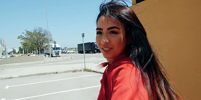 Latina Kitty Love is sucking cock outdoors