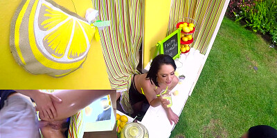 Kristina Rose has anal sex while selling lemonade