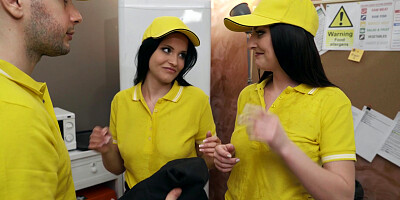 Katy Rose and Jennifer Mendez are sucking cock and licking balls