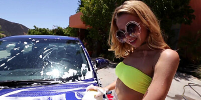 Alina West washes car, soaping her incredible body