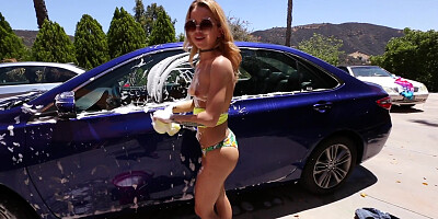 Alina West washes car, soaping her incredible body