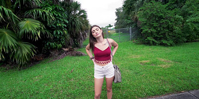 Mae Milano is getting picked up outdoors