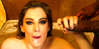 Bobbi Dylan gets facialed by black monster cocks