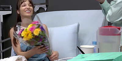 Lexi Luna gets cumshot on her big tits in the hospital