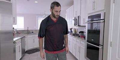 Leana Lovings on her knees is sucking Damon Dice's cock