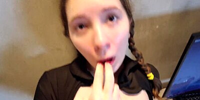 Classmate with a Short Skirt Dropped Her Pen while Studying, Classmate Licked and Fucked Her Pussy