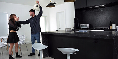 Honey Hayes on her knees is sucking Nade Nasty's cock