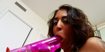 Pierced girl Penelope Stone fucks her toys to get off