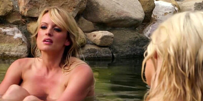 Stormy Daniels seduces a man with lingerie and a hot blowjob