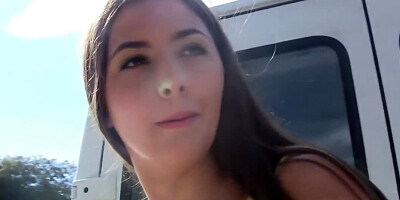 Adorable brunette girl Leila gets nailed by two guys