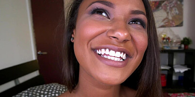 Talented peach Sierra Santos shows skills satisfying white boy