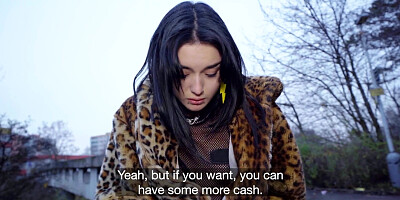 Crystal Cherry is getting picked up outdoors