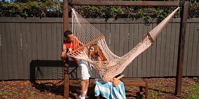 Redhead Aria Kai is sucking Johnny The Kid's cock