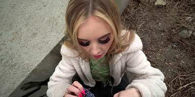Baby Kxtten is sucking cock in POV outdoors