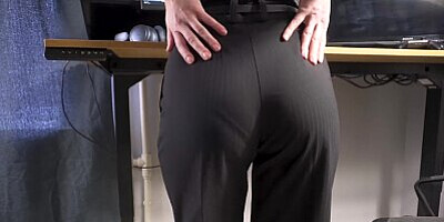Amateur Secretary In Office Trousers Teases Her Visible Panty Line