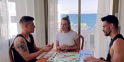 2 Big cocks fucked hard me to pay my debts in Monopoly