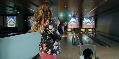 Britney Amber and Alex are playing bouling