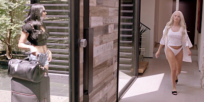 Elsa Jean and Emily Willis have anal fun with the dildo