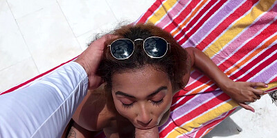 Babi Star is sucking big cock and licking balls in POV