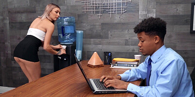 Chloe Temple is sucking Lil D's big dick in the office